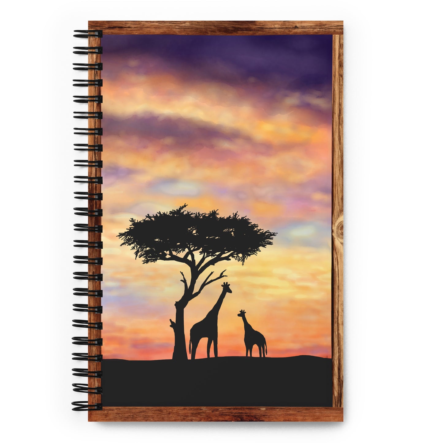 giraffe sunset spiral notebook